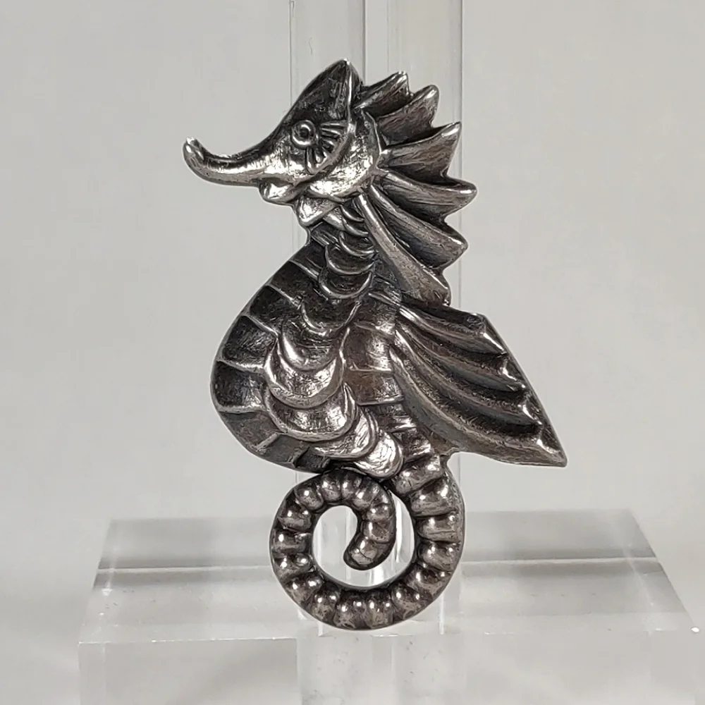 Vintage 1930's-40's Mexico Silver Seahorse Brooch